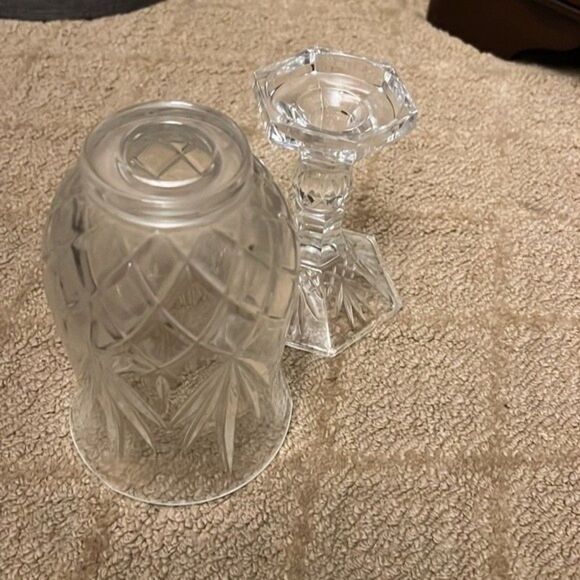 Vintage cut glass  Hurricane Lamp - Picture 2 of 4